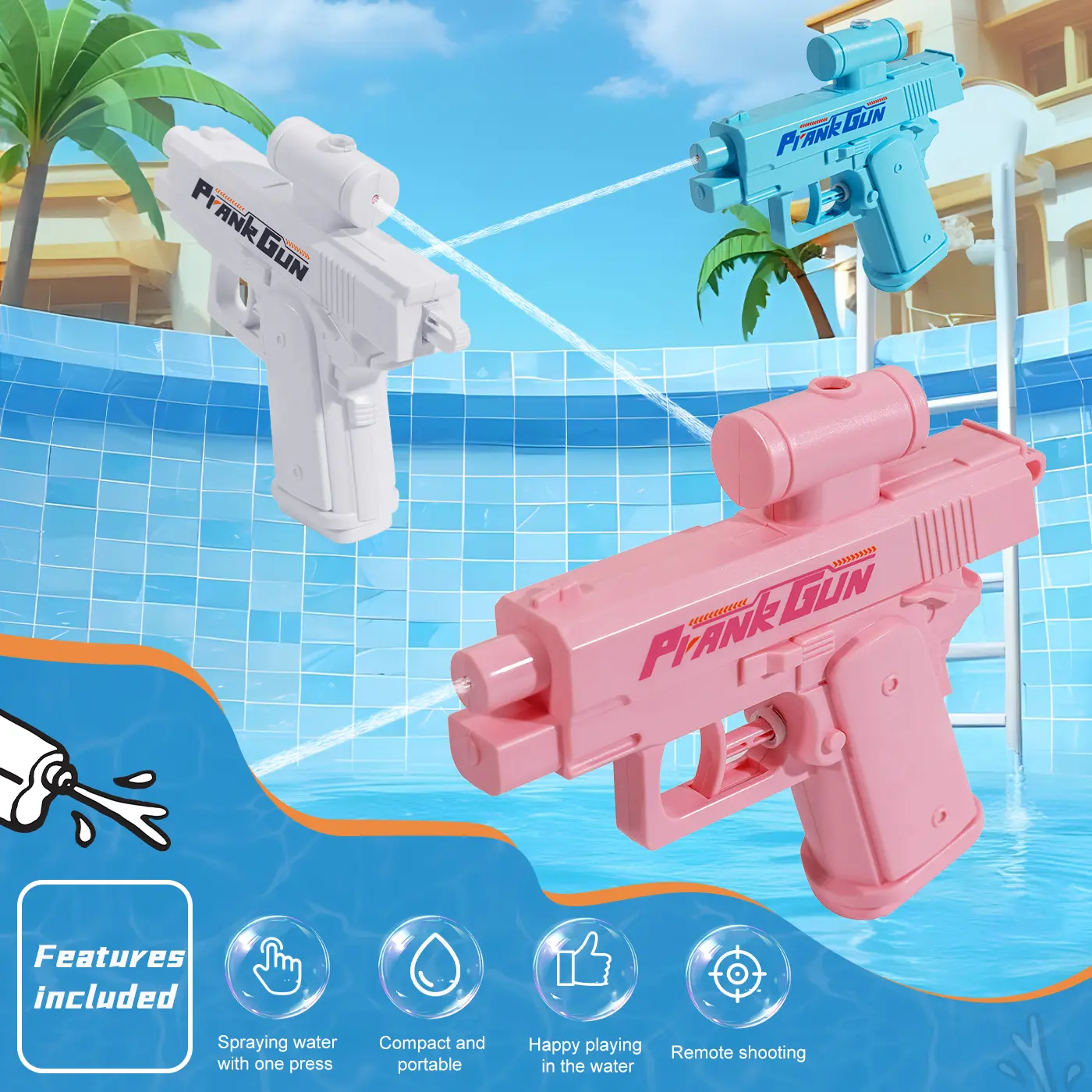 Automatic Squirt Gun - Creative Double-Sided Reverse Splasher with Double-Spray Standout Design, Unisex Squirt Guns for Summer Pool Party Pranks, Spray Water Outdoor Play (Toys & Hobbies Blasters)