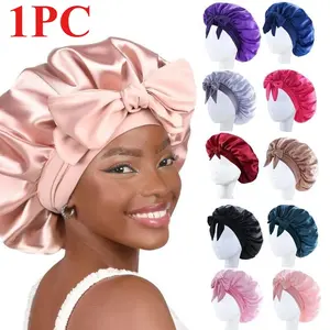 2026 New Satin Silk Bonnet for Sleeping, Adjustable Tie Band Hair Night Sleep Cap, Soft Curly Hair Bonnet Scarf Wrap for Women, Breathable Anti-Frizz Hair Protection Hat for Natural, Curly & Braided Hair Beauty Care