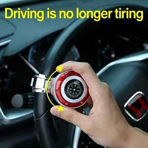 Universal Car Steering Wheel Booster Knob with Compass | Smooth Turning Auto Interior Accessory for Safe Driving