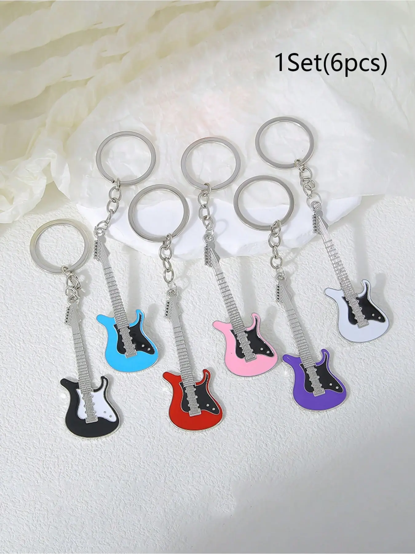 Guitar Keychain Accessory, Metal Guitar Pendant, Rock Band Key Ring, Instrument Decoration, Gift Bag Ornament, Musical Gear, Keychain For Bags