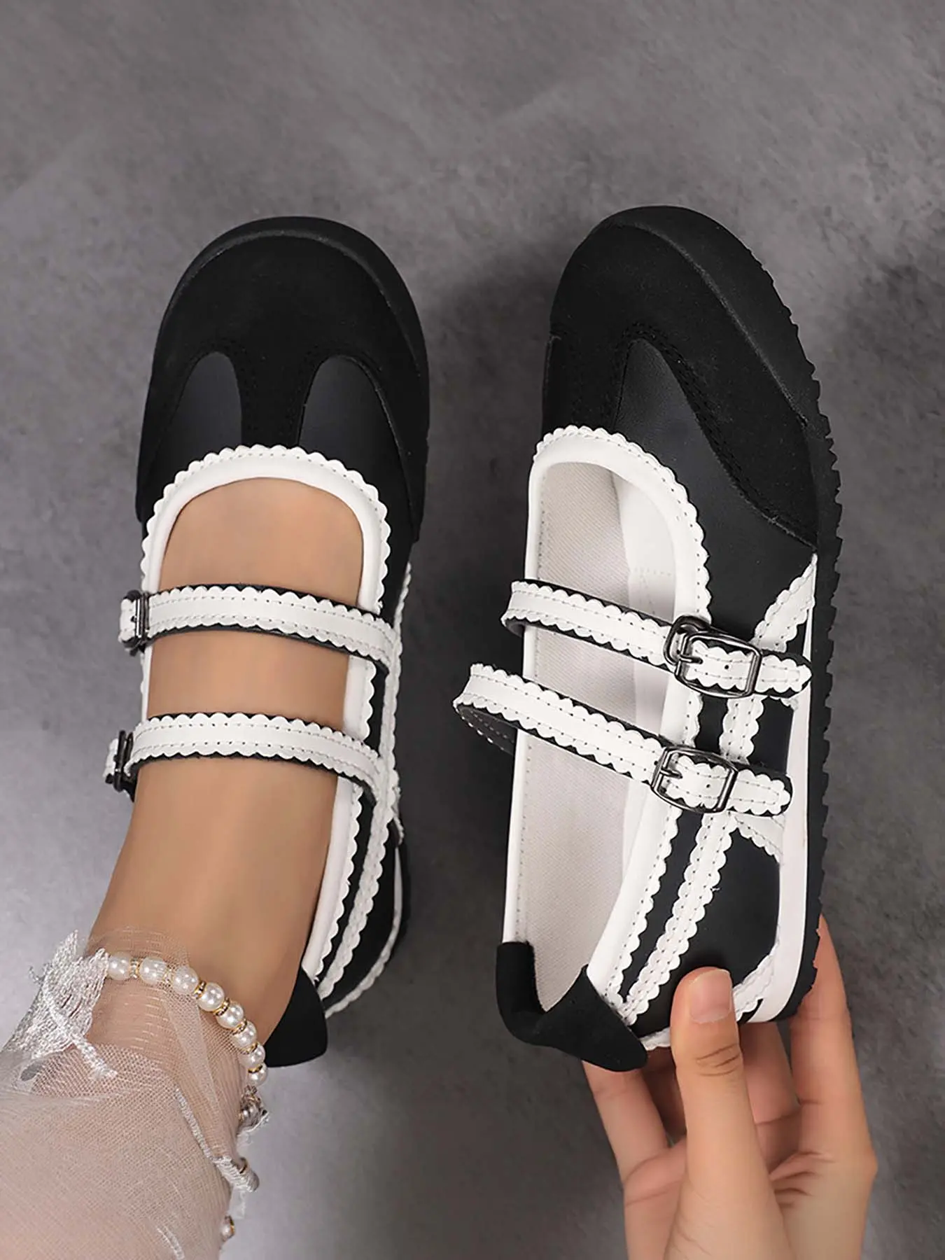 Women's Vintage Double Buckle Mary Jane Shoes, Fashion Casual Flats, Breathable Soft Sole Daily Walking Sneakers for Everyday Wear, Strappy Mary Janes, Soft Bottom Shoes, Mary Jane Style