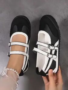 Women's Vintage Double Buckle Mary Jane Shoes, Fashion Casual Flats, Breathable Soft Sole Daily Walking Sneakers for Everyday Wear, Strappy Mary Janes