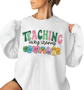 Teaching Lucky Charms Crewneck Sweatshirt for Teachers, St Patrick’s Day Classroom Outfit, Cozy Teacher Gift