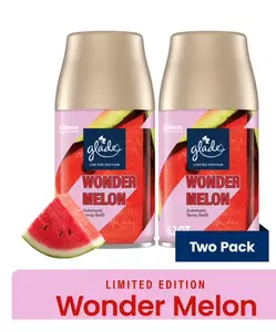 Glade Automatic Spray Refill, Air Freshener, Infused with Essential Oils, Wonder Melon, 6.2 oz, 2 Count