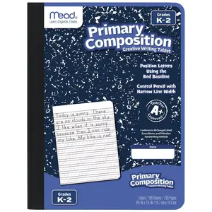 Mead Primary Composition Notebook, Wide Ruled Paper, Grades K-2 Writing Workbook, 9-3/4" x 7-1/2", 100 Sheets, Blue Marble (09902)