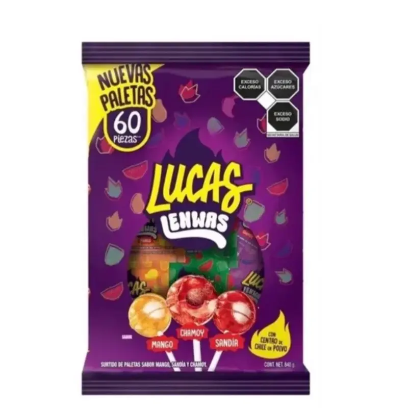 Lucas Lenwas Paleta- Mango, Chamoy, y Sandia 60 piezas