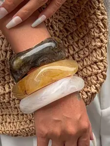 Fashion Gradient Resin Bracelet Set for Women, Unique Acrylic Bangles, Perfect for Holidays and Daily Wear, Stylish Accessories