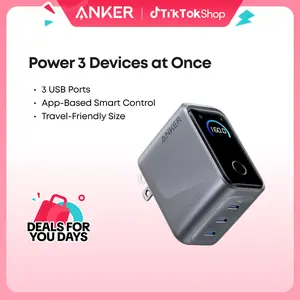[Live Only]Anker Prime Charger, 160W 3-Port Compact USB C GaN Charger Block, Smart Display and Touch Control, 140W Max Charging via Any Single Port, for MacBook, Laptop, iPhone 17/16/15 Series, iPad, and More