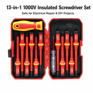 13-in-1 Insulated Screwdriver Set with Strong Magnetic Soft Handle for Home Electrician Hardware Tools kit
