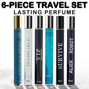 6 Pack Men's Portable Perfume | 6 PACK Total：7.1 OZ / 210 ML | 35ML Each | 6 Scents: Citrus/Woody/Marine/Fougere/Leather/Spicy | Compact & Portable, Different Scent Every Day, Perfect for Commute & Dates, Gift for Him