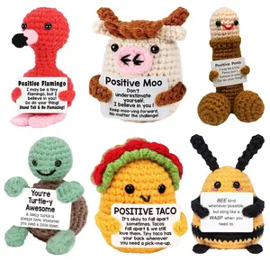 Crochet Emotional Support Positive Energy Handmade Crafts Creative & Cute Funny Playful Crochet Pieces Birthday Gifts Party Decorations with Positive Uplifting Messages - Artificial
