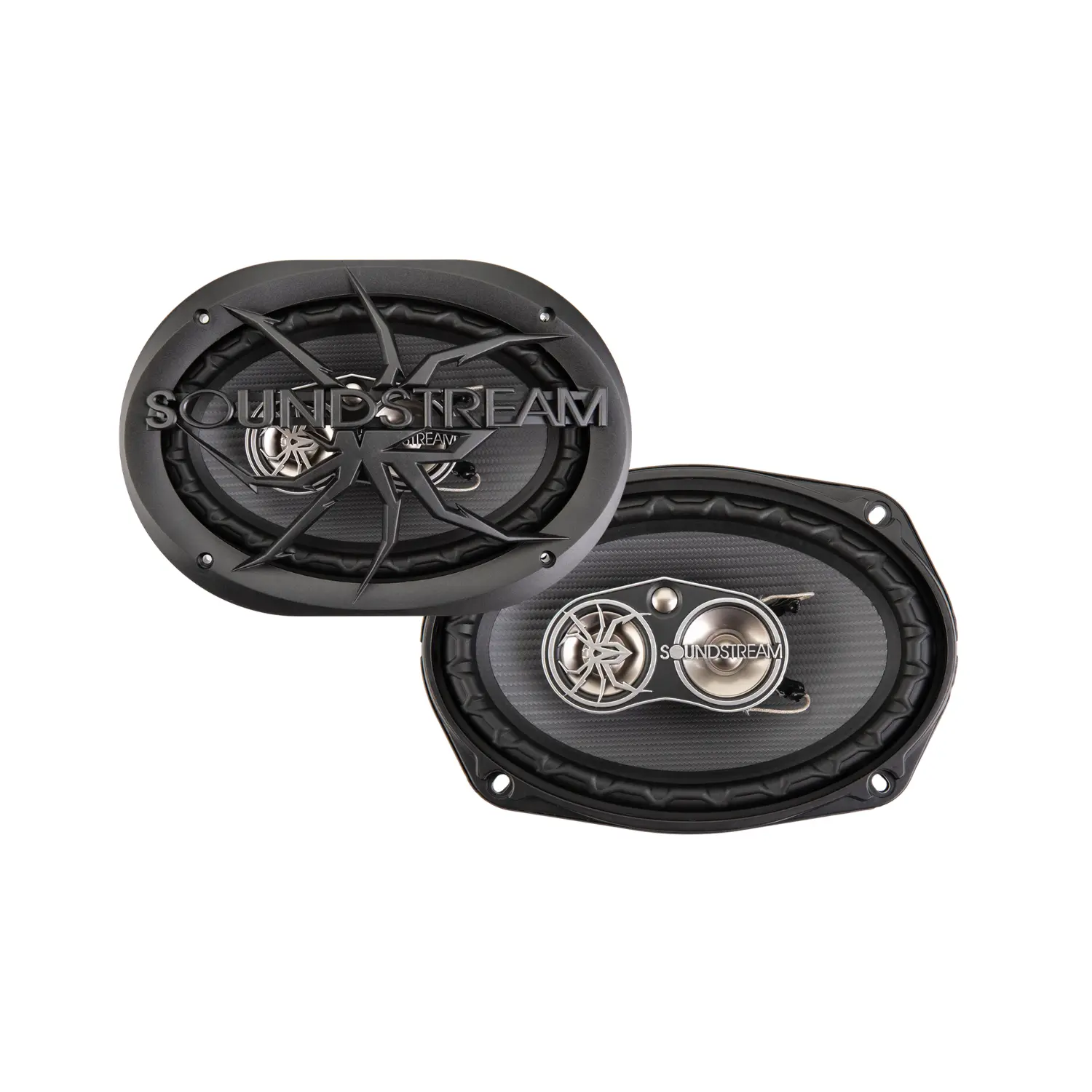 Soundstream PS-69 Coaxial Car Mounted Speakers - Aluminium Construction, 1" Aluminum Voice Coil, Integrated Tweeters, Midrange Drivers, 500W Max Power, Full Range, High-Performance Car Audio System, High Output, Accessory Package, Automotive Stereo