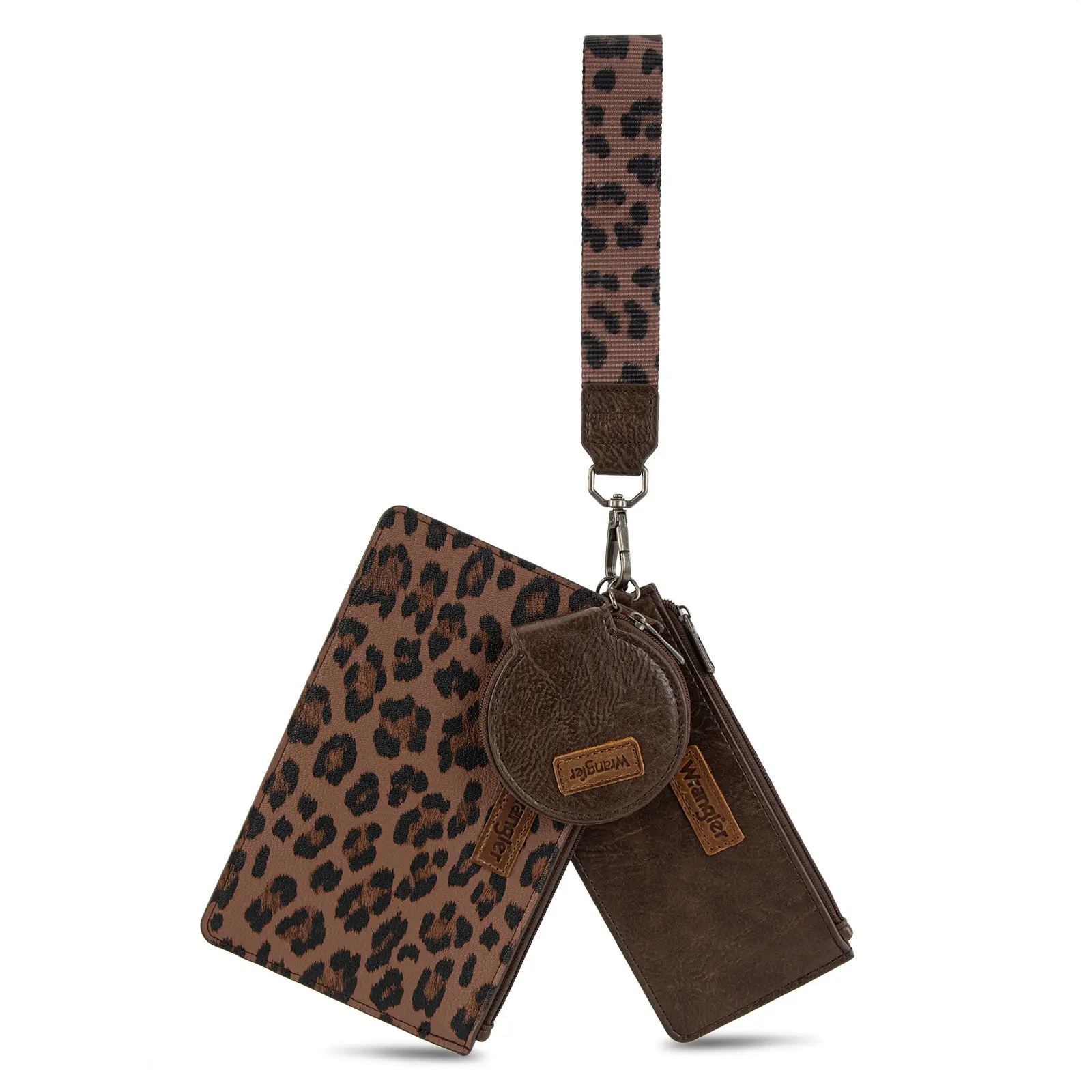 Wrangler Keychain Wristlet Wallets for Women Dual Pouch Wristlet with Zipper Coin Purse Large Capacity and Easy to Carry