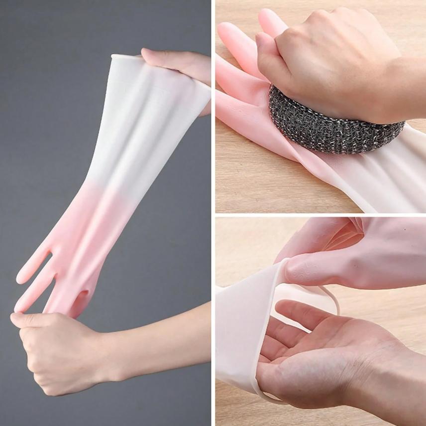 2Pcs 2-In-1 Magic Silicone Scrubber Mitts Heat Resistant Kitchen Cleaning Gear for Rapid Dishwashing & Surface Scrubbing Gloves Pack