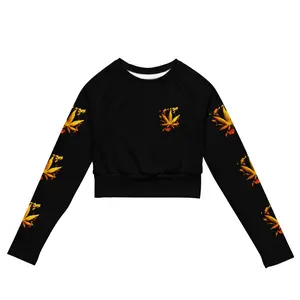 Cannabis 420 THC Marijuana Leaf Recycled Long-Sleeve Crop Top All Over Print