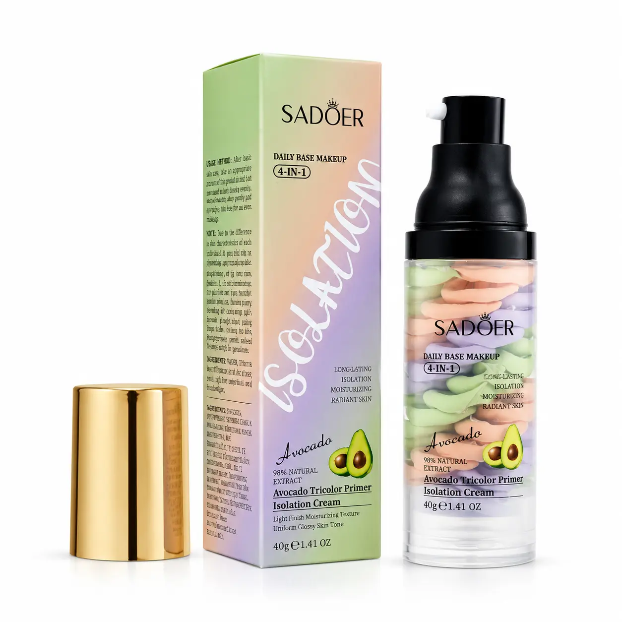 4-in-1 Avocado Color Correcting Primer – Hydrating Makeup Base, Pore Minimizer & Skin Tone Corrector