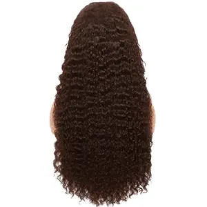 13x6 Chocolate Brown Deep Wave Lace Front Wig Human Hair Wig for Women 180% Density HD Deep Curly Lace Frontal Wigs Human Hair