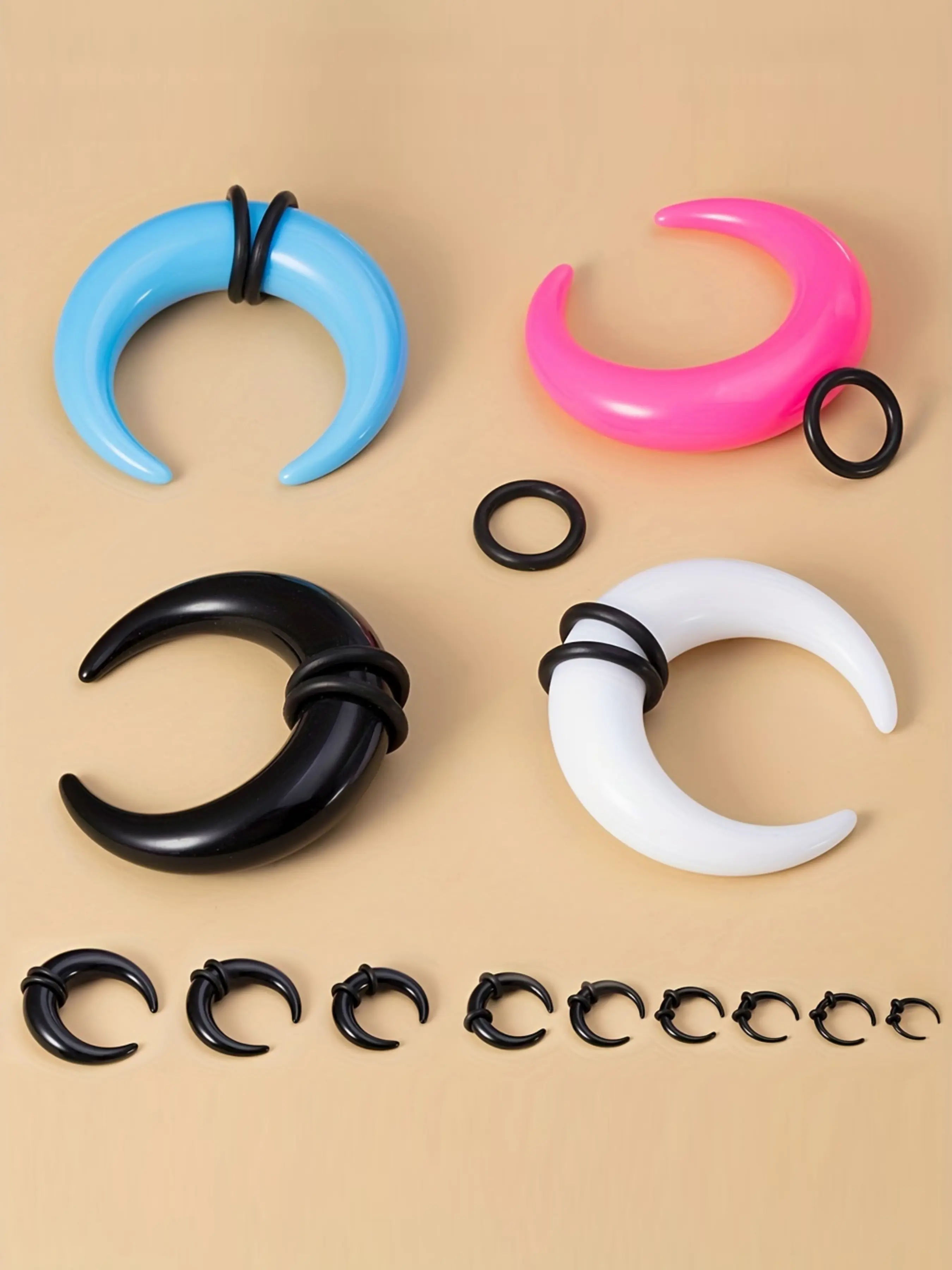 2pcs 14g-00g Big Size Buffalo Horn Septum Ring, Acrylic Ear Gauges, Plugs Taper Stretcher Expander, Punk Body Piercing Jewelry, Nose Ring Jewelry