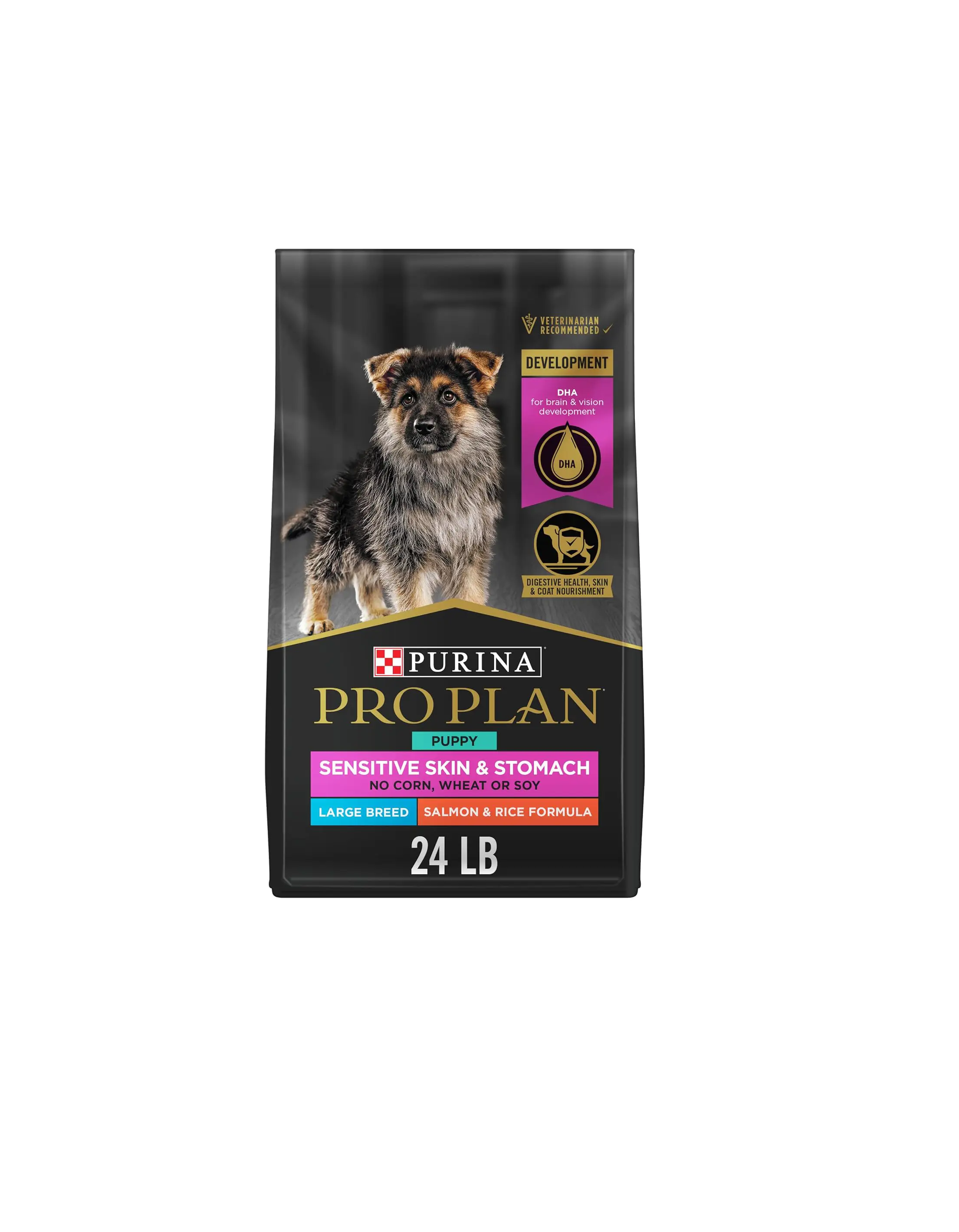 Purina Pro Plan Sensitive Skin and Stomach Large Breed Puppy Food Salmon and Rice Formula - 24 lb. Bag