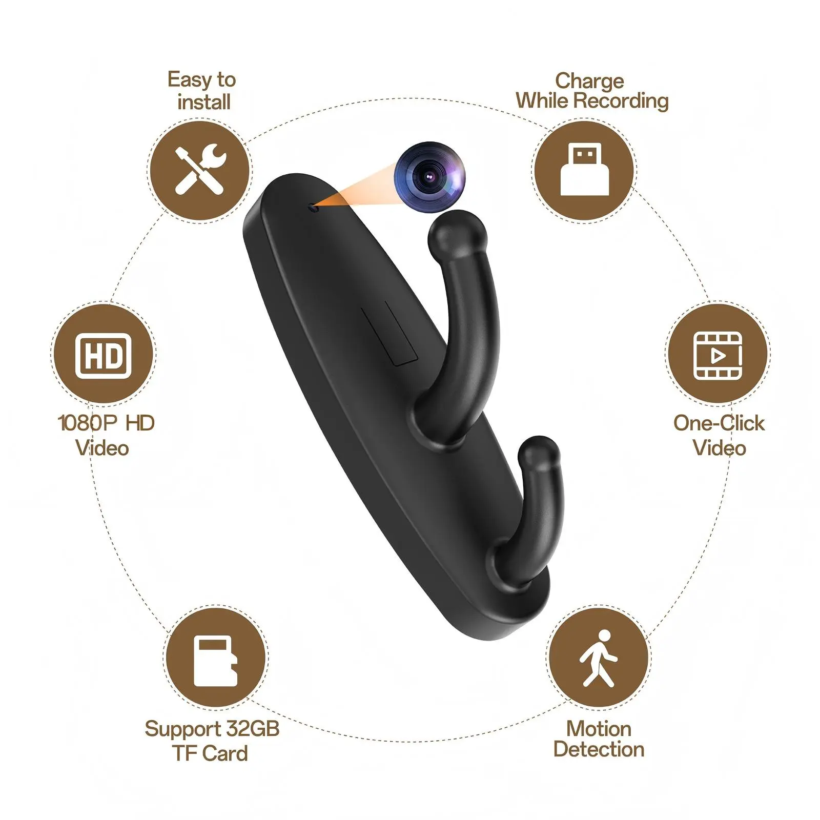 Body Camera With 32GB 1080P HD Mini Video Recorder with Motion Detection Indoor Security Nanny Cam for Home Pet Video-only Clarity USB & SD Card Reader
