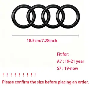 1pcs 185mm glossy black Four-Ring Car Emblem for Audi 2019-2021 A7, 2019-now S7 refit rear logo，Custom rings Tail Badge, Trunk Sticker, Auto Decal
