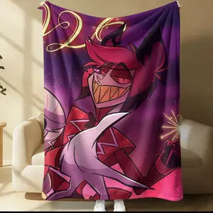 Hazbin Hotel Pattern Blanket, Figure Print Blanket, Everyday Holiday Birthday Gift For Kids And Adults, Soft, Warm And Lightweight Plush Blanket, Suitable For Bed, Sofa, Car, Room Decoration