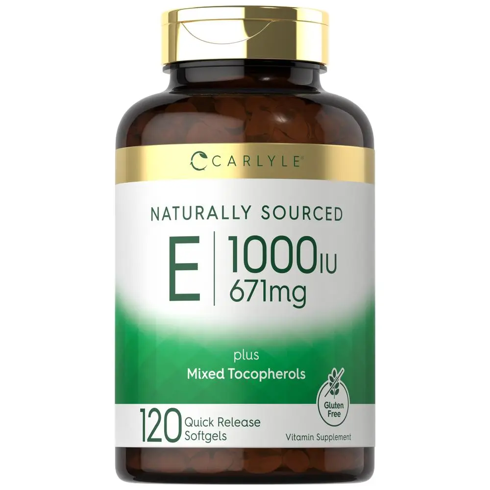 Carlyle Vitamin E with Mixed Tocopherols | 1000 IU | 120 Softgels | Naturally Sourced Supplement | Non-GMO and Gluten Free Formula