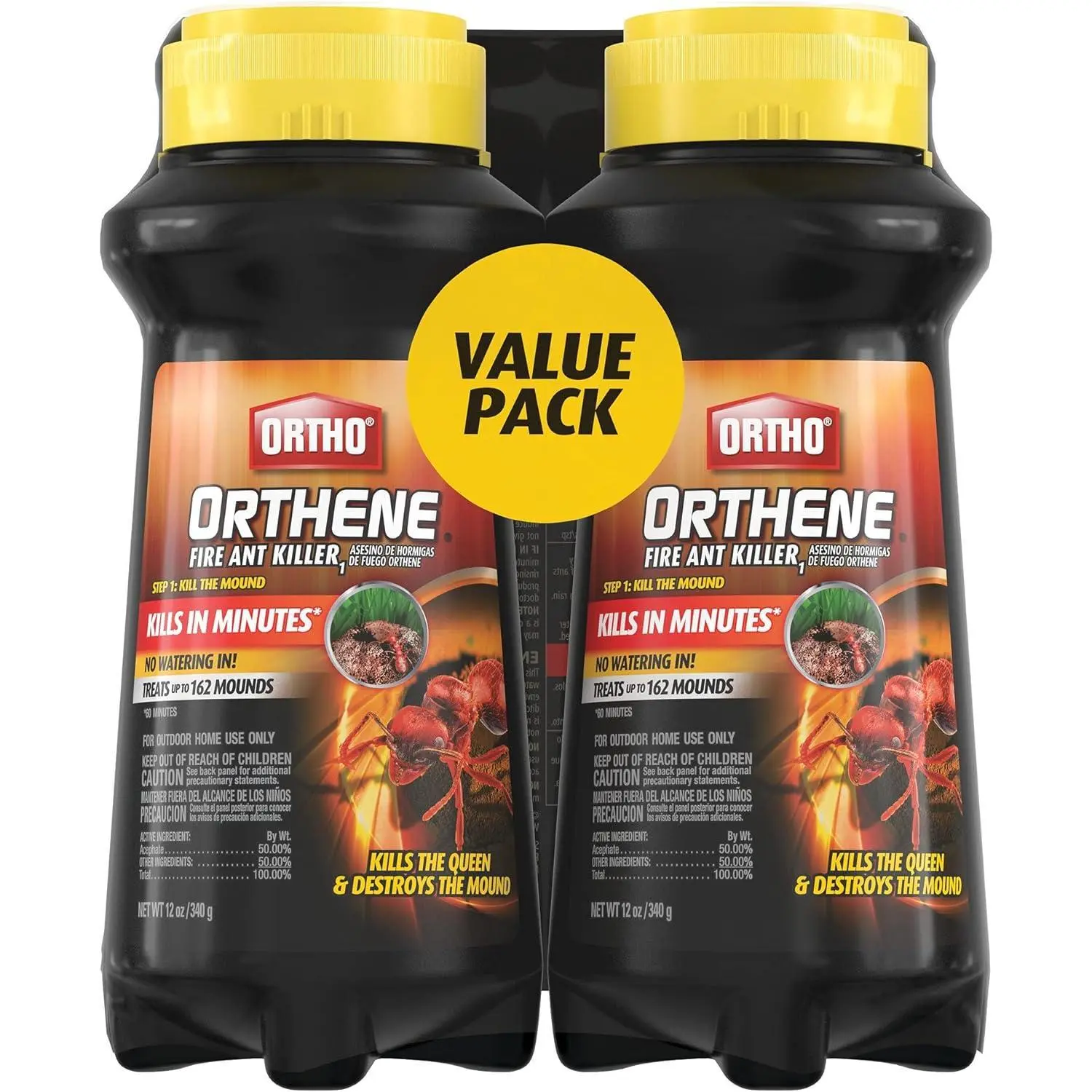 Ortho Orthene Fire Ant Killer (2-Pack, 12 oz Each) – Ant Control Agent, Insect Extermination, Bug Killer, Pest Control for Home Lawns & Ornamental Plants, Kills Queen & Destroys Mounds in 60 Minutes, Insect Extermination Ants