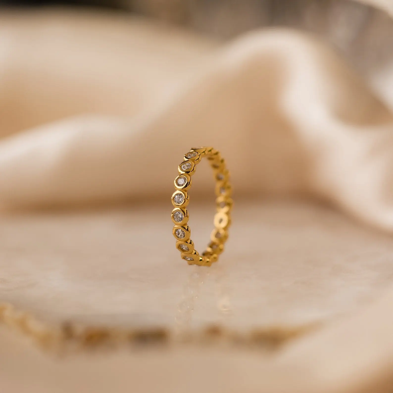 Diamond Bezel Tennis Ring by Caitlyn Minimalist - Diamond Stacking Thumb Ring - Minimalist Eternity Ring - Anniversary Gift for Girlfriend