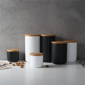 Elegance in Simplicity: Ceramic Kitchen Storage Jar with Wooden Lid