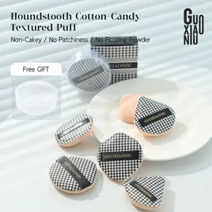 GUOXIAONIU Quilted Cotton Candy Cushion Houndstooth Powder Puff, Dual-Use Dry Wet Foundation, Ultra Soft Setting Makeup Sponge