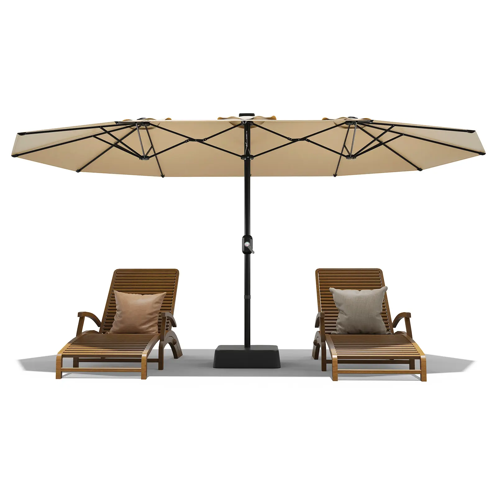 15ft Offset Double-Sided Patio Umbrella with Heavy-Duty Steel Base, Easy Tilt & Crank, 180gsm UPF50+ Adjustable Polyester Shade, Patio Parasol for Garden, Backyard