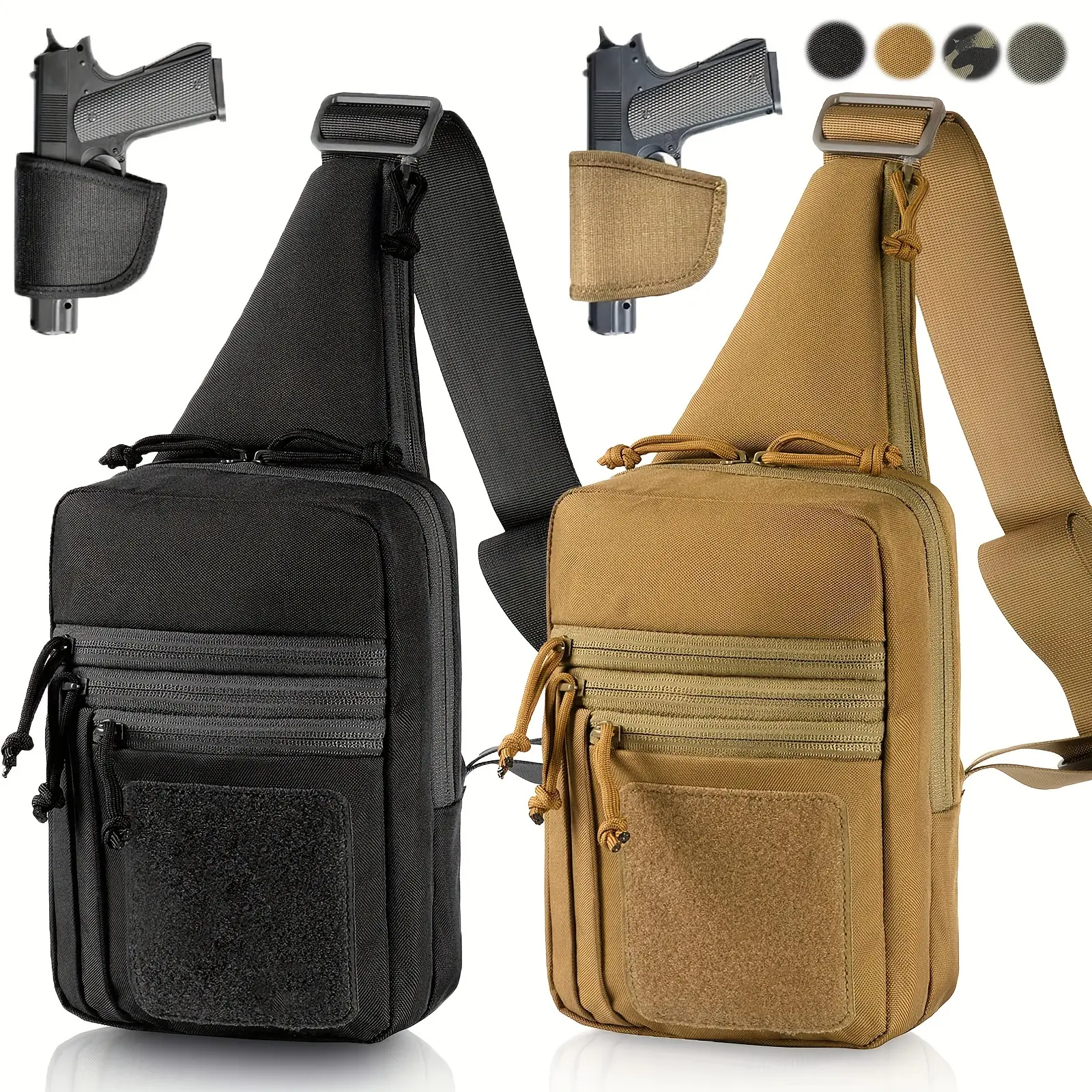 Unisex Tactical Nylon Belted Hip Holster Bag - Utility Waist Pouch with Concealed Compartment, Multiple Pockets, Zip Fastener for Hiking, Everyday Carry, Light Outdoor | Athletic, Casual Sports, Sport-Inspired Shoulder Bags, Athletic Shoulder Bags