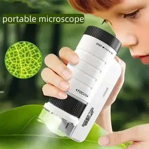60x-200x LED Illuminated Pocket Microscope Portable STEM Toy for Students Ideal for Science Labs and Home Use with Clear Magnification and LED Illumination outdoorfun