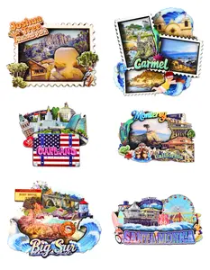 California USA refrigerator magnet souvenir gift — Joshua Tree National Park, Carmel, Oakland, Monterey, Big Sur, Santa Monica; suitable for indoor decoration—kitchen, office, cabinets; personalized fridge magnet