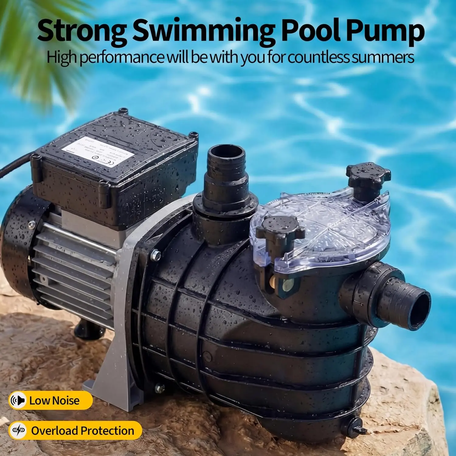 in/Above Ground Pool Pump High Flow Self Primming Swimming Pool Pump, High Efficiency Pump for Above Ground Pools Pond Hot Tubs Spas, Quiet Operation