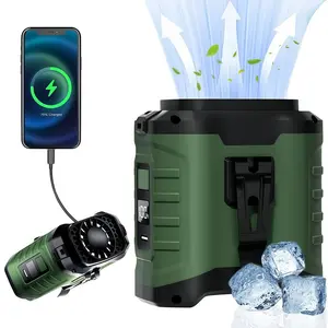 LMMAKE Turbo Track Fan, 5-Speed Personal Cooling Fan with 10000mAh Rechargeable Battery, Waterproof & Hands-Free, 5-in-1 Versatile Design for Outdoor Use