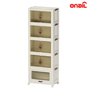 ONAIL Drawer style Super large Foldable Storage Box with Lid, Stackable Household Storage Holders with Wheels Home Decor Organiser Durable Plastic