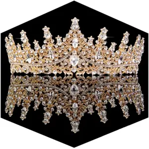 Gold Crown for Women Crystal Princess Tiaras Rhinestone Queen Headband Wedding Bridal Hair Accessories Birthday Prom Pageant Party Coming of Age Ceremony Photo Props