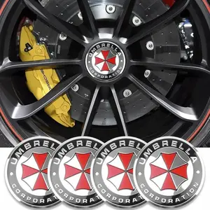 4pcs 56mm 3D Umbrella Corporation Emblem Car Wheel Center Hub Cap Rim Sticker Decals For Toyota Peugeot Suzuki Citroen Skoda Sticker For Cars Vehicle Accessories