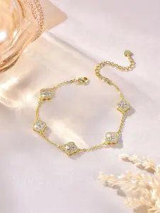 Classic four-leaf clover moissanite bracelet, 14k gold-plated, niche, light luxury, versatile, fashionable, suitable for daily wear, vacation, dating, and other occasions, also a surprising and exquisite small gift