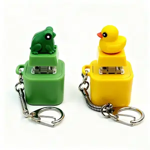【Buy One Get One Free】2 pcs of Cute Frog & Duck Croaking Keychain - Realistic Sound Fidget Toy with Lights & Durable ABS Plastic Construction for Adults & Kids Focus Relaxation, Gift for Halloween