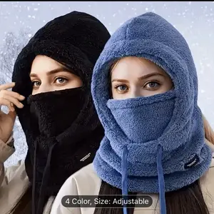 1pc Women'S Winter Fleece Balaclava Face Mask & Hat - Windproof Thermal Full Face & Ear Protection, Stretchable Snug Fit with Buckle Closure, Multi-Color Options for Skiing, Snowboarding, Cycling, Outdoor Sports - Cold Weather Mask & Ear Warmer
