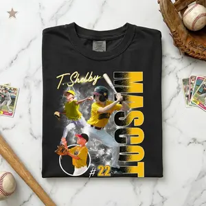 Custom Photo Baseball Player Shirt - Personalized Team Name School Name Bootleg Shirt, Bootleg Retro Shirt, Team Name, School Tee