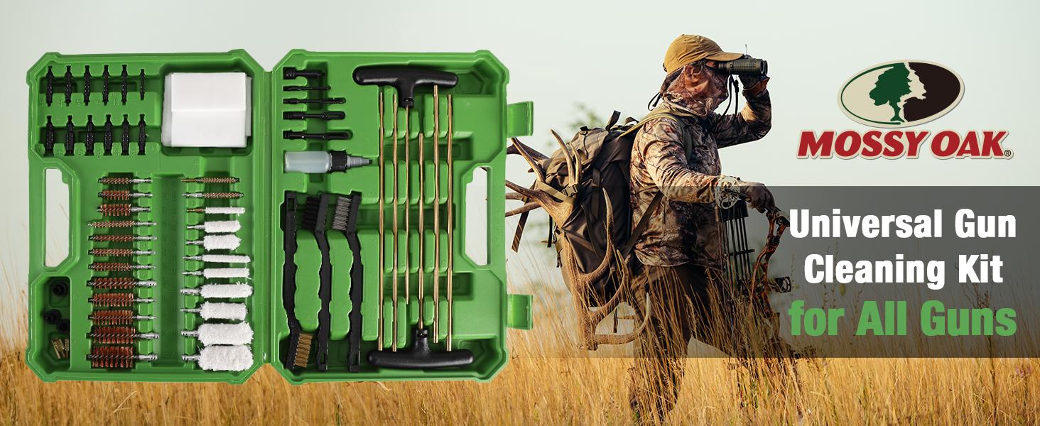 #SpringGlowUp MOSSY OAK Universal Gun Cleaning Kit, Metal Brushes Gun Cleaning Tool Set with Travel Size Portable Case for Pistols Hunting Handgun Shot Guns