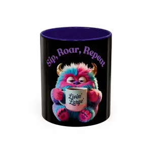 Cute Monster Mugs, Livin' Large Monsters Design, Colorful Ceramic Cups for Coffee, Tea, 11oz 15oz, Fun Gift for Kids Adults, Kitchen Decor,