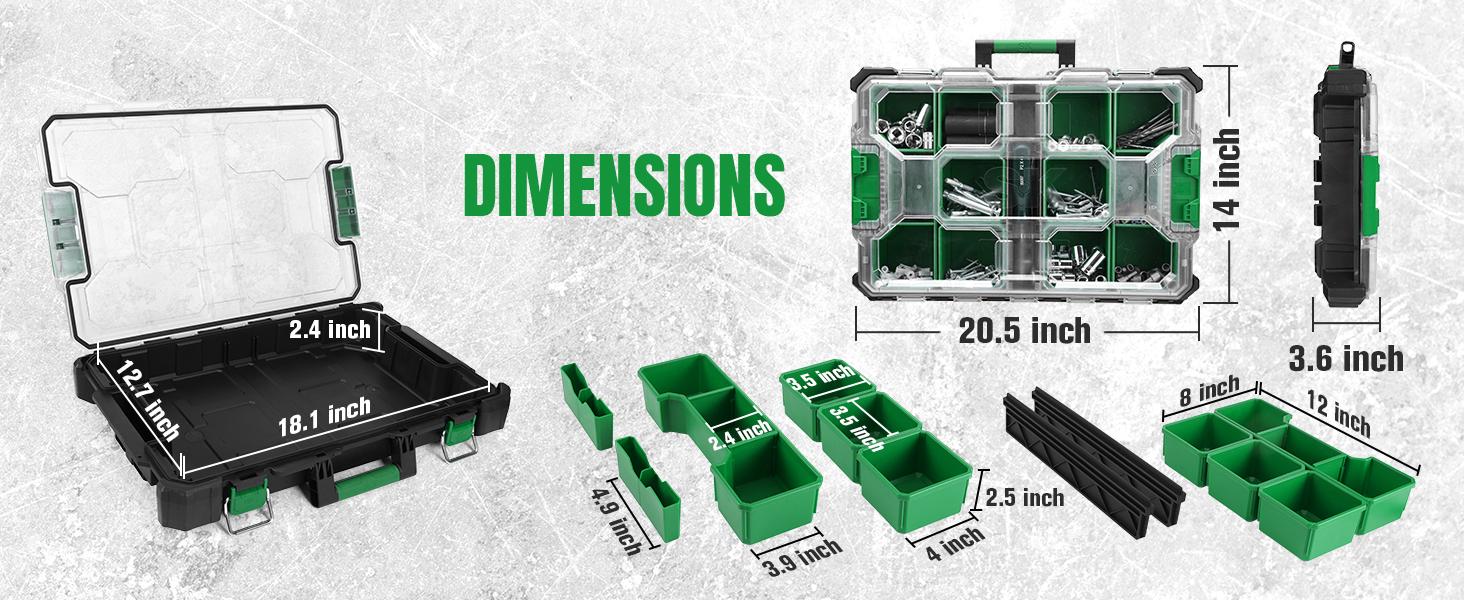 #summersale SK Small Part Organizer, Stackable Tools Box Organizer with Compartments and Removable Dividers, Transparent Lid, Waterproof & Impact-Resistant Design, for Small Tools and Accessories