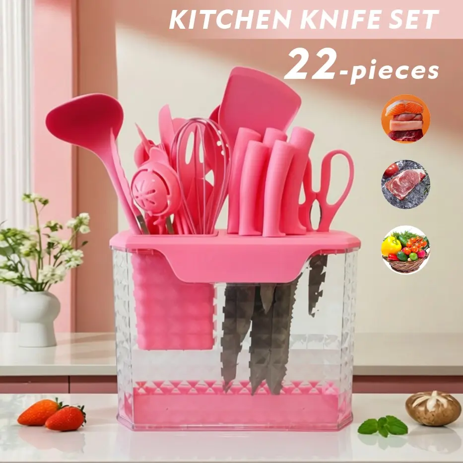 22-Piece Premium Kitchen Set  pink