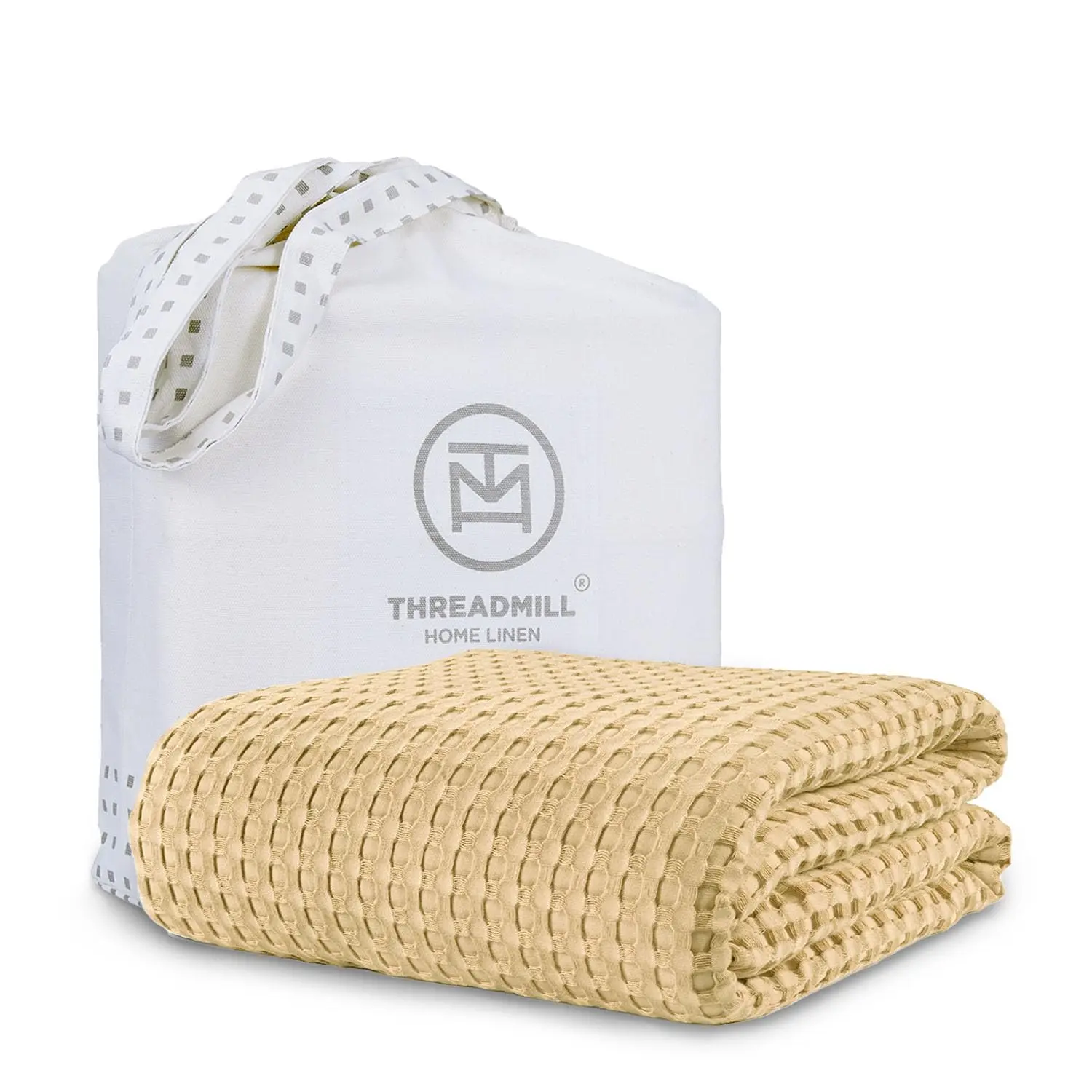 Threadmill Home Linen Cooling Honeycomb Waffle Weave Blanket - 56% Cotton 44% Rayon-Derived Bamboo, Breathable, Lightweight, Durable, Machine-Washable Home Essential Throw for Couch, Cozy Room Vibes, Fresh Cool Blankets, Cooling Blankets, Honeycomb Waffle