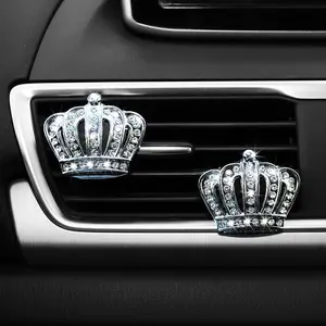 Crown Design Car Air Outlet Decoration, 2 Counts Rhinestone Decor Car Air Vent Aromatherapy Clip, Universal Car Interior Accessories for Women & Men, Car Interior Diffusers